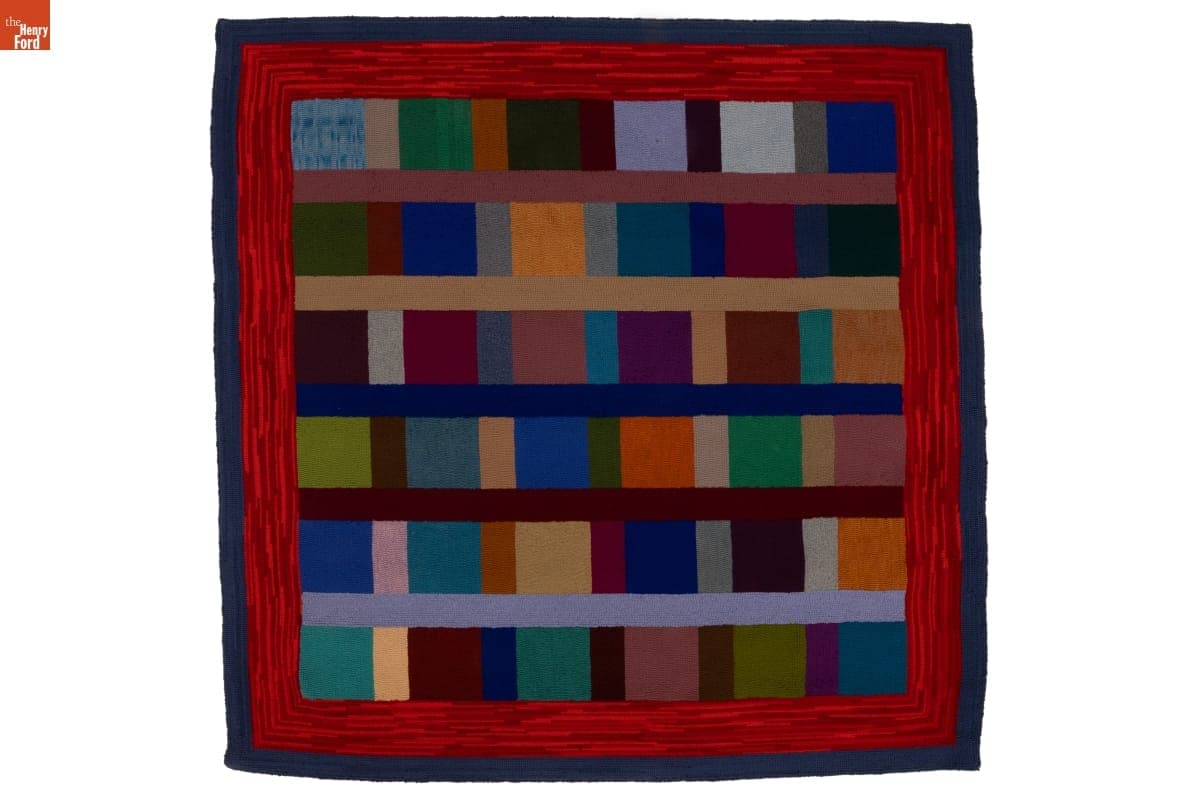 "Geometric Blocks" Hooked Rug, 1992