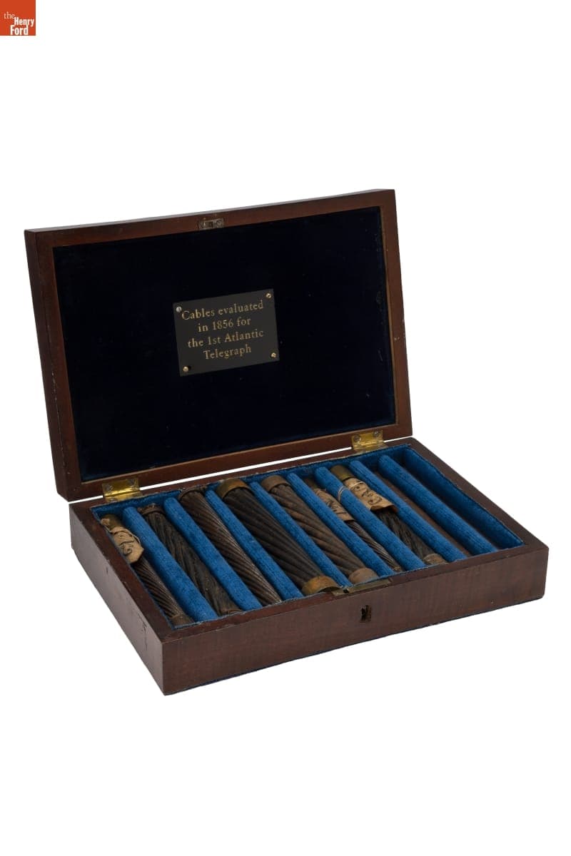 Case Containing Sample Cables Evaluated for the First Transatlantic Telegraph, circa 1856