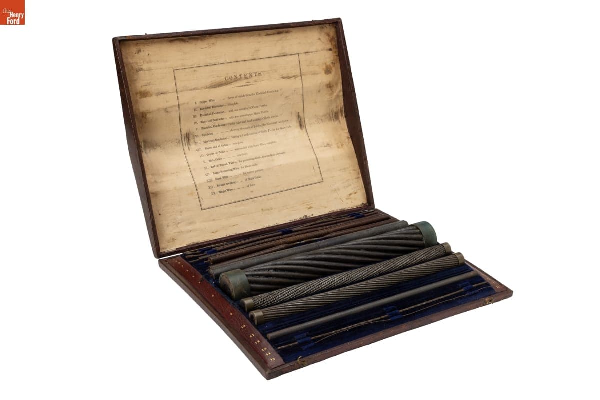 Case Containing Sample Cables Evaluated for the First Transatlantic Telegraph, circa 1858