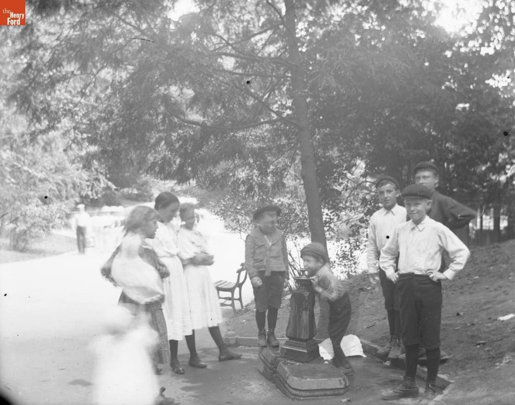 Children at Drinking Fountain in Prospect Park, Brooklyn, New York, 1890-1915