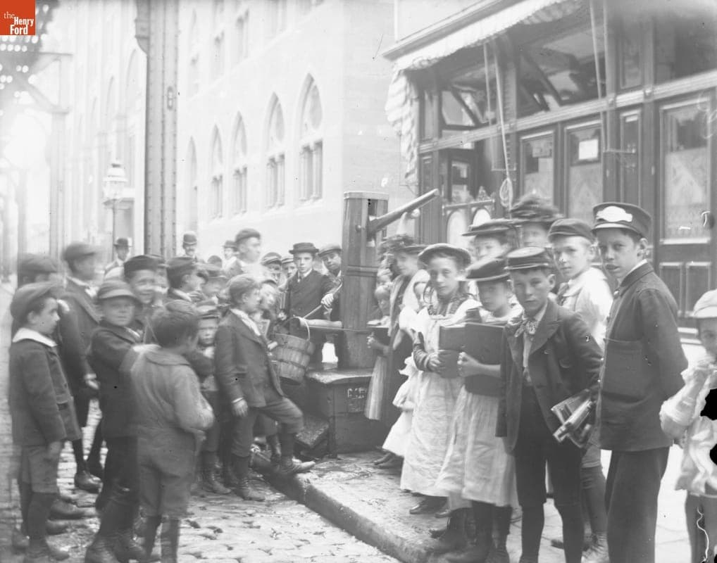 Children at Town Water Pump, 1890-1915