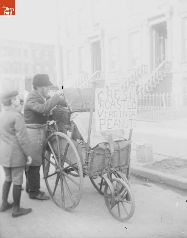 Street Vendor with Popcorn Wagon, 1890-1915