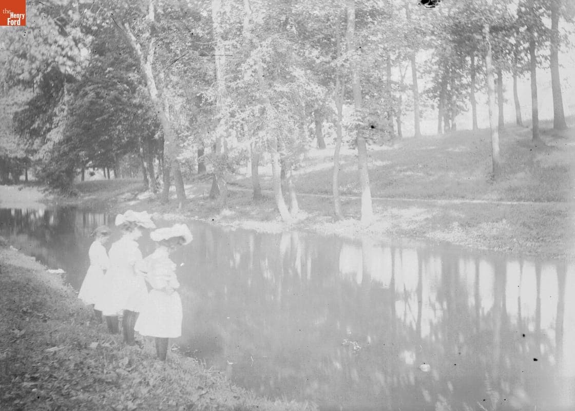 Vandeveer Park, Children by Stream, 1890-1915
