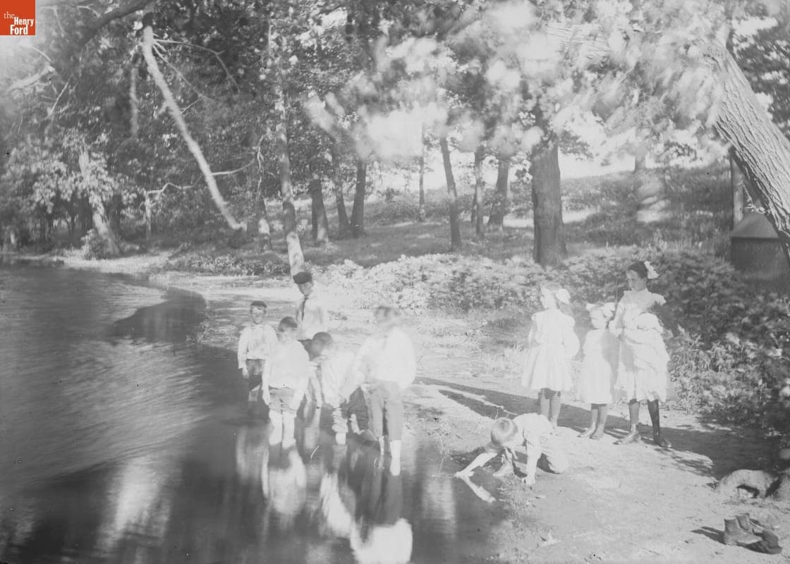 Vandeveer Park (Woods), Children Wading, 1890-1915