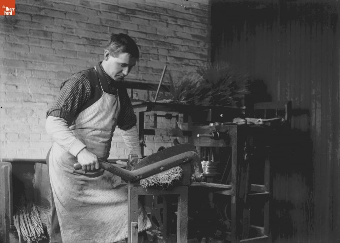 Home for Blind, a Broom Trimmer, 1890-1915