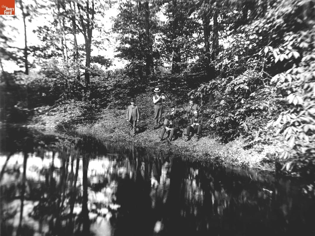Six Men Fishing at Pond Site, 1890-1915