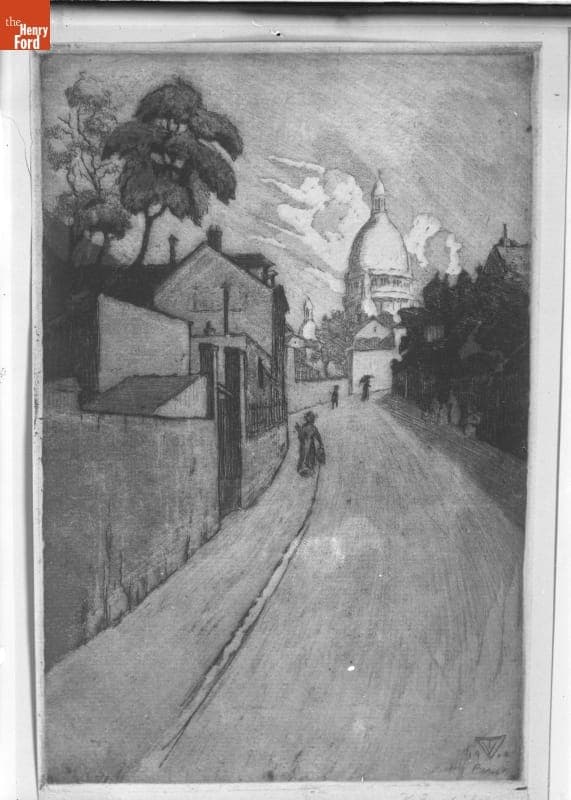 Etchings by Trowbridge, Street Scene, 1890-1915