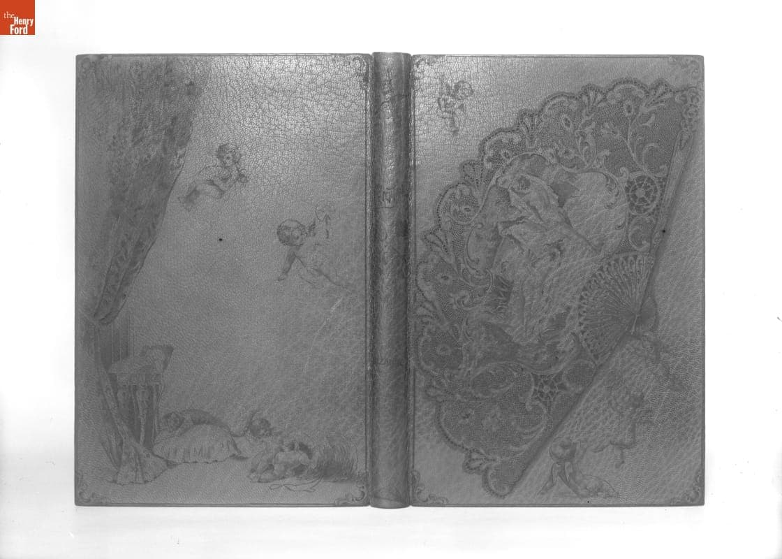 Book Cover "The Fan," Pyrographic., 1890-1915