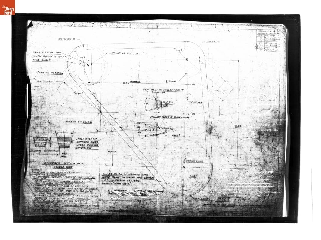 Drawing, "Belt Fan," Ford Tractor, October 13, 1944