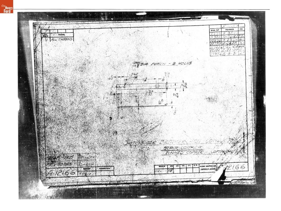 Drawing, "Distributor Breaker Arm Conductor," Ford Model A, June 8, 1931