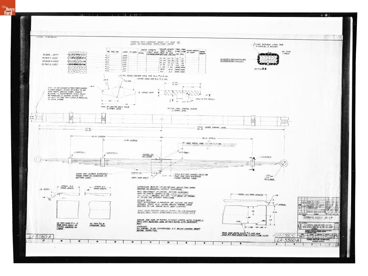 Drawing, "Spring Assy. - Rear," Ford/Lincoln Automobile, November 27, 1951