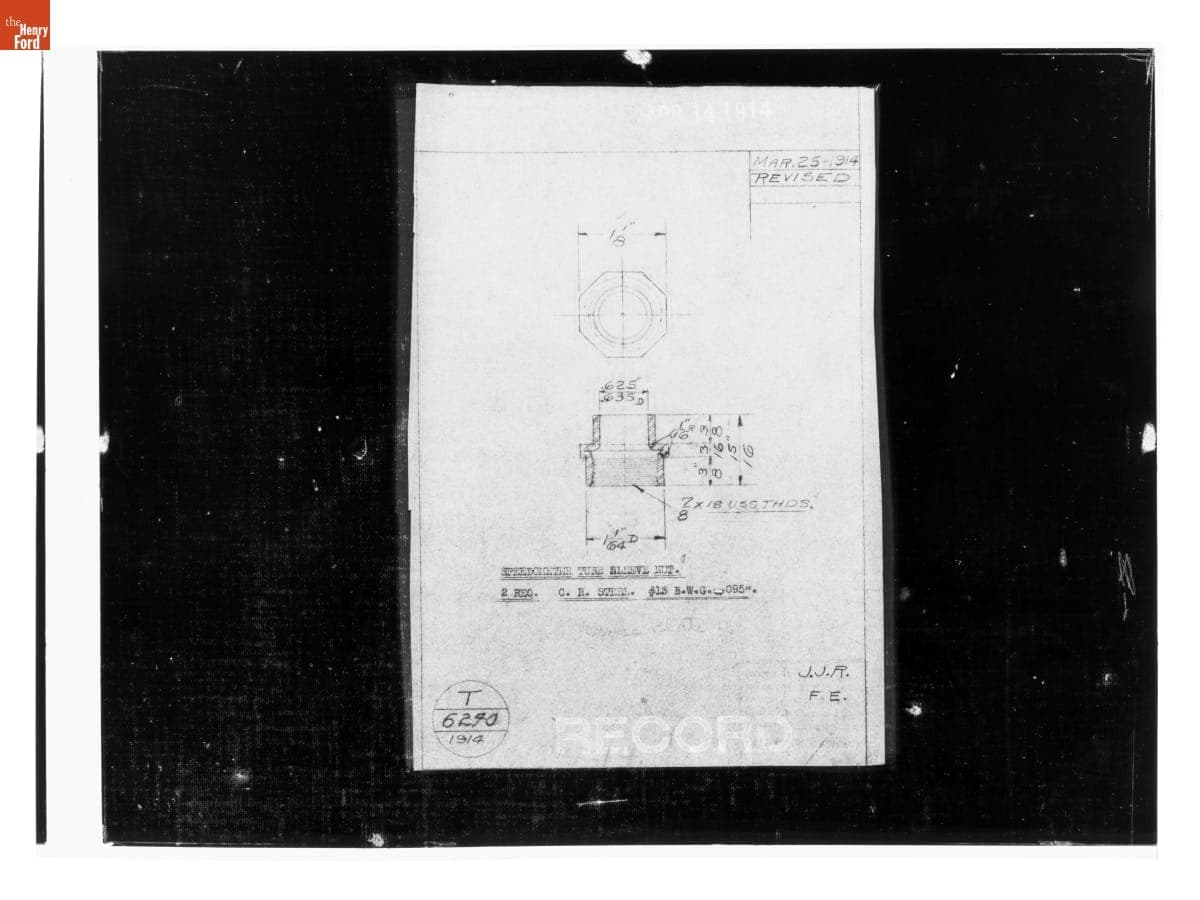 Drawing, "Speedometer Tube Sleeve Nut," Ford Model T, March 25, 1914