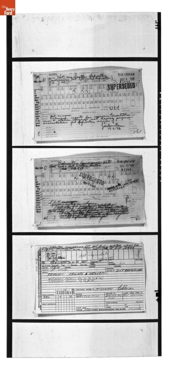 Engineering Release Notes, Defroster Conversion Kit, Ford Automobile, 1938-1947