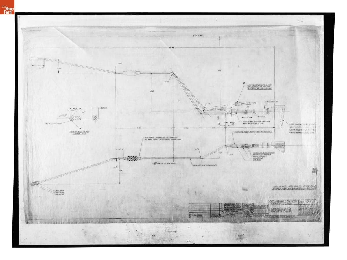 Drawing, "Rod Assembly Throttle Control" and "Control Ass'y. Throttle," Lincoln Automobile, November 30, 1945