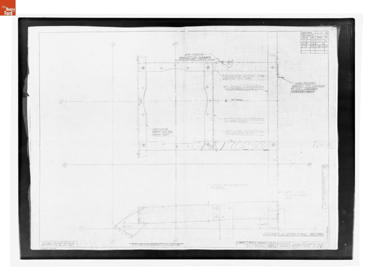 Drawing, "Support Assembly - Hull Capstan," Ford GPA, July 24, 1942