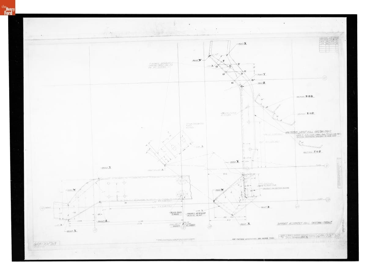 Drawing, "Support Assembly - Hull Capstan - Front," Ford GPA, June 10, 1942
