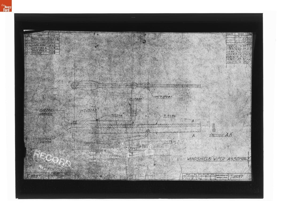 Drawing, "Windshield Wiper Assembly," Ford Model T, September 14, 1925