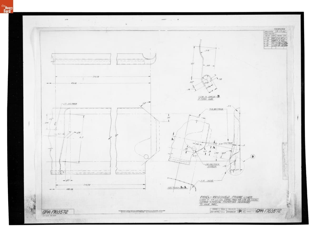 Drawing, "Panel - Windshield Frame - Lower," Ford GPA, August 22, 1942