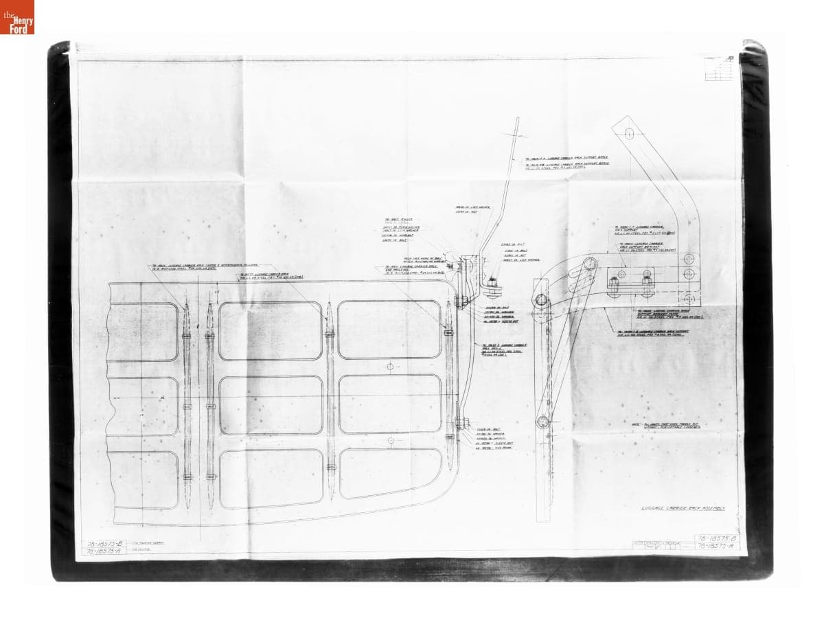 Drawing, "Luggage Carrier Rack Assembly," Ford Automobile, January 1937