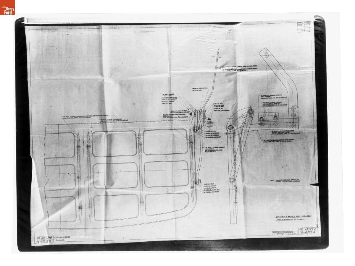 Drawing, "Luggage Carrier Rack Assembly," Ford Automobile, February 12, 1937