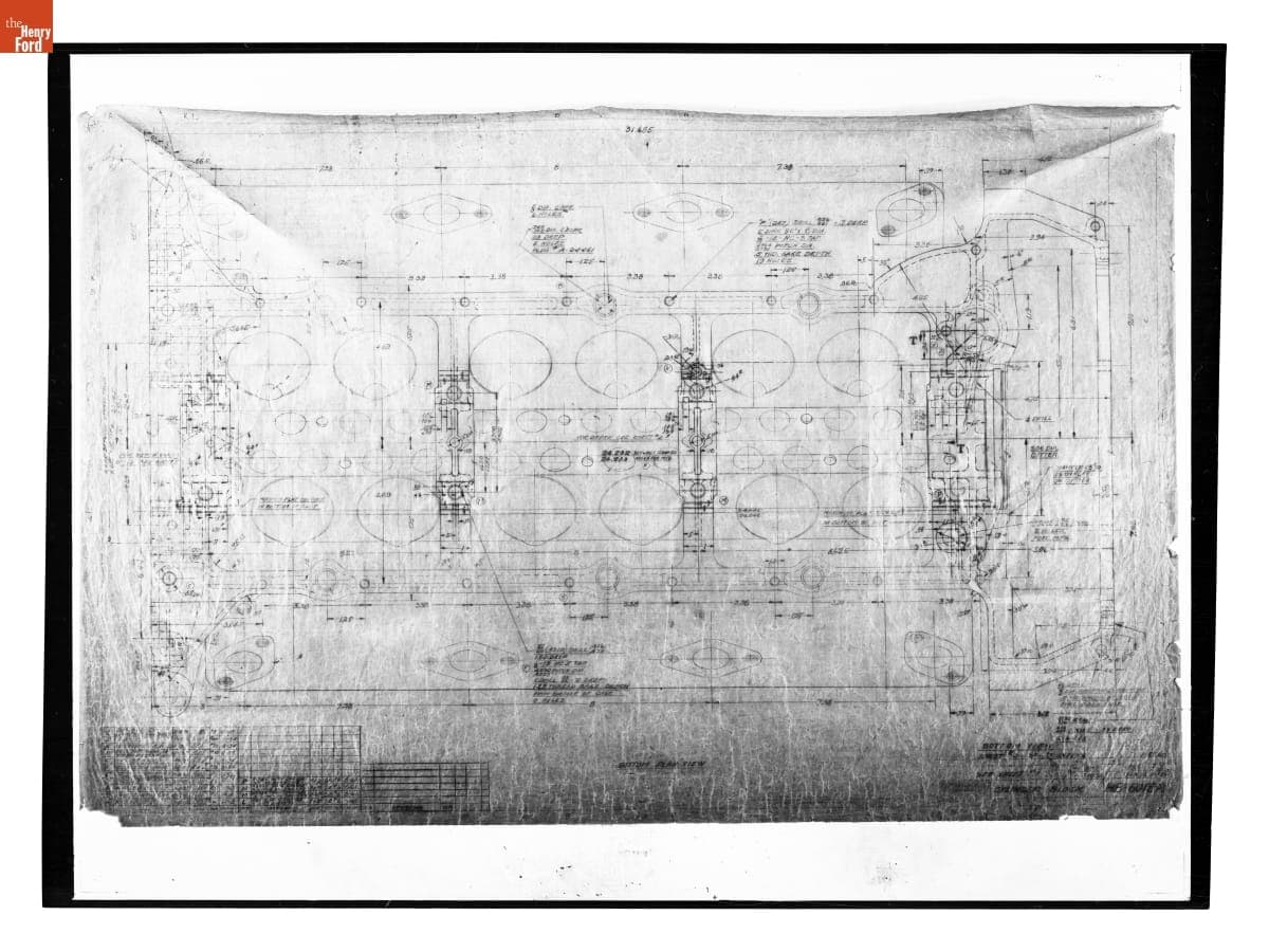 Drawing, "Cylinder Block," Sheet 3, Lincoln Automobile, September 1, 1939