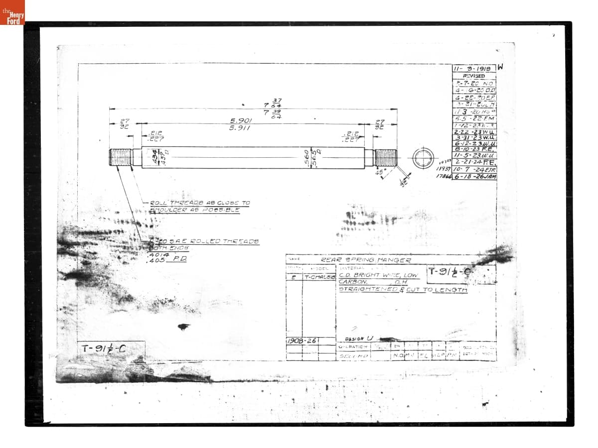 Drawing, "Rear Spring Hanger," Second Operation, Ford Model T, June 18, 1926