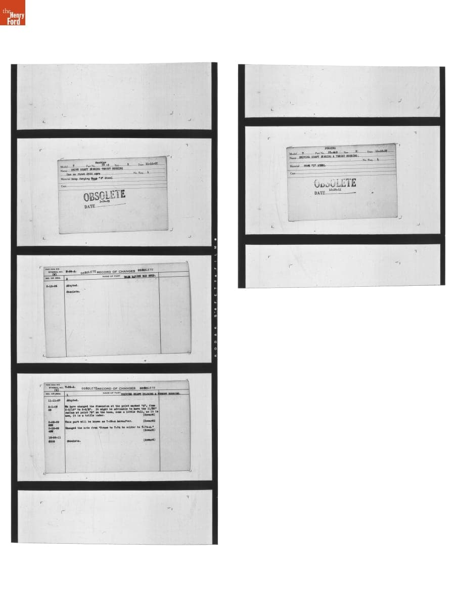 Engineering Release Notes, Drive Shaft Bearing and Thrust Housing, Ford Model T, 1907-1911
