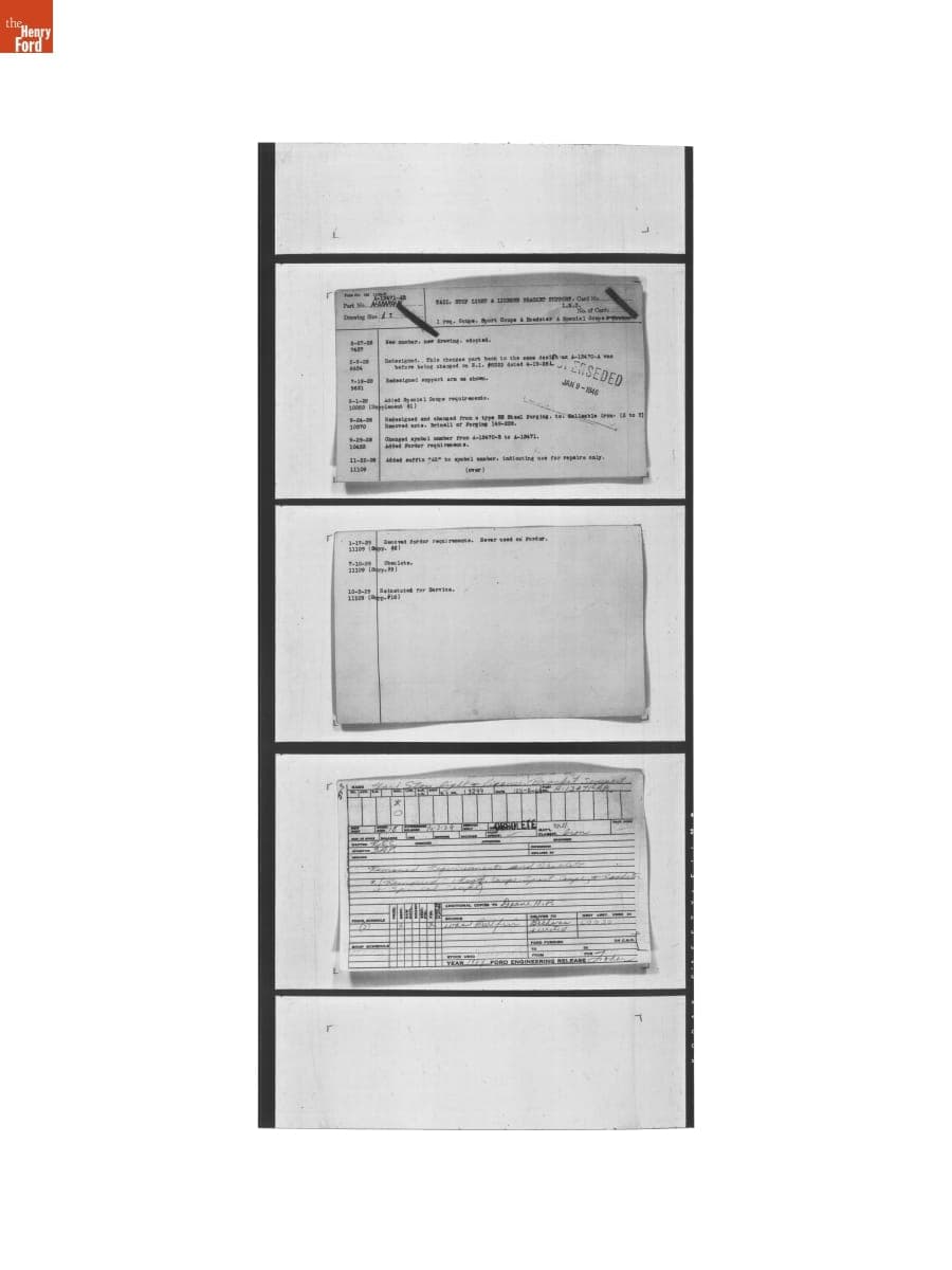 Engineering Release Notes, Tail, Stop Light & License Bracket Support, Ford Model A, 1928-1946