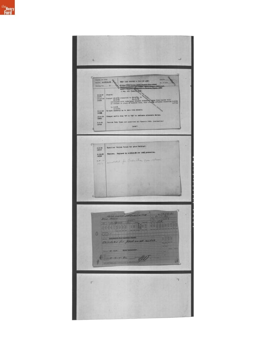 Engineering Release Notes, Head Lamp Support & Tie Rod Assembly, Ford Model A, 1929-1930