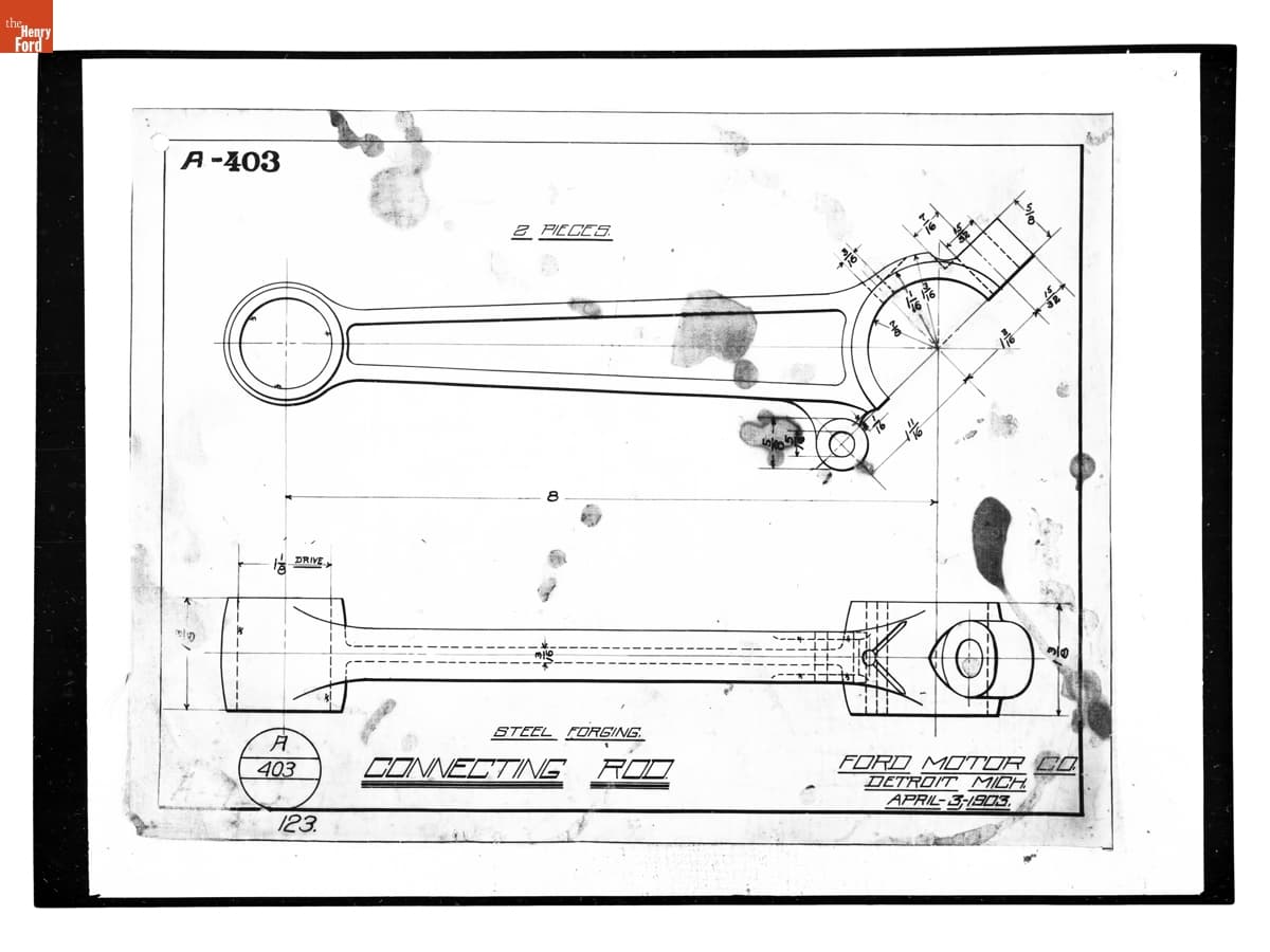 Drawing, "Connecting Rod," 1903 Ford Model A, April 3, 1903