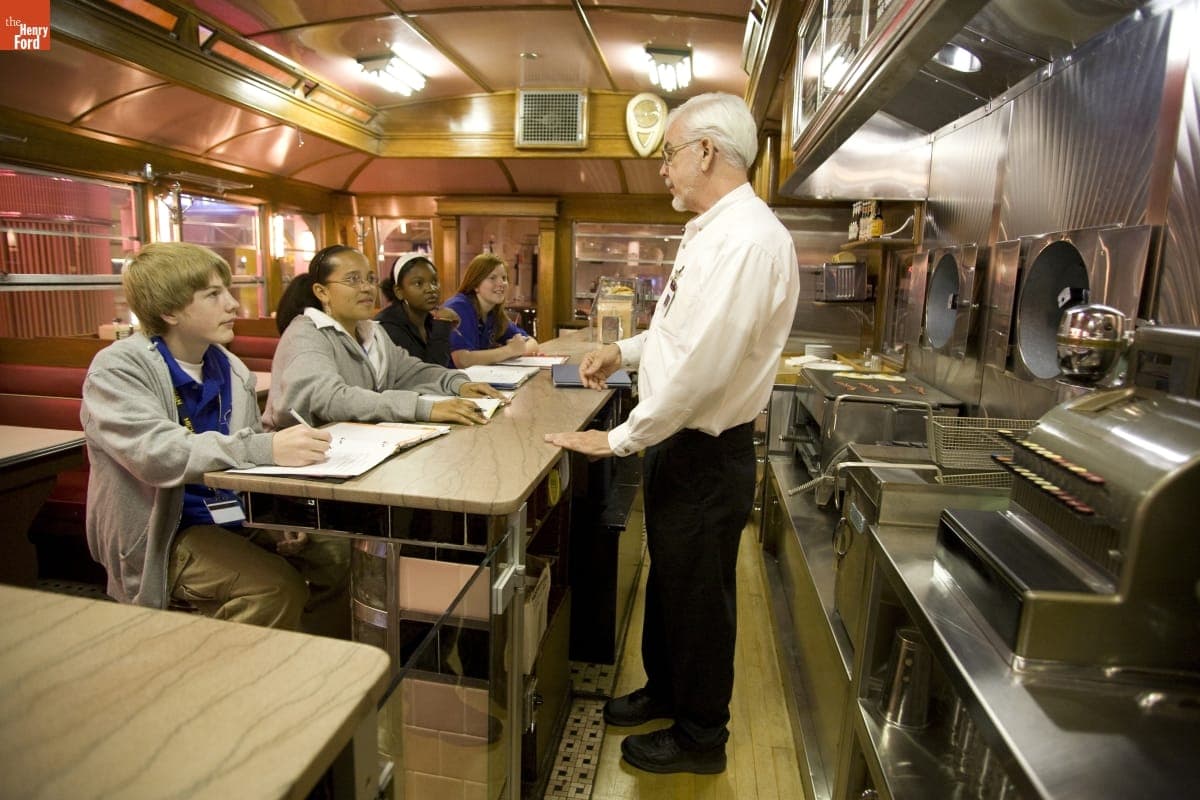 Henry Ford Academy Students in Lamy's Diner in Henry Ford Museum, October 2007
