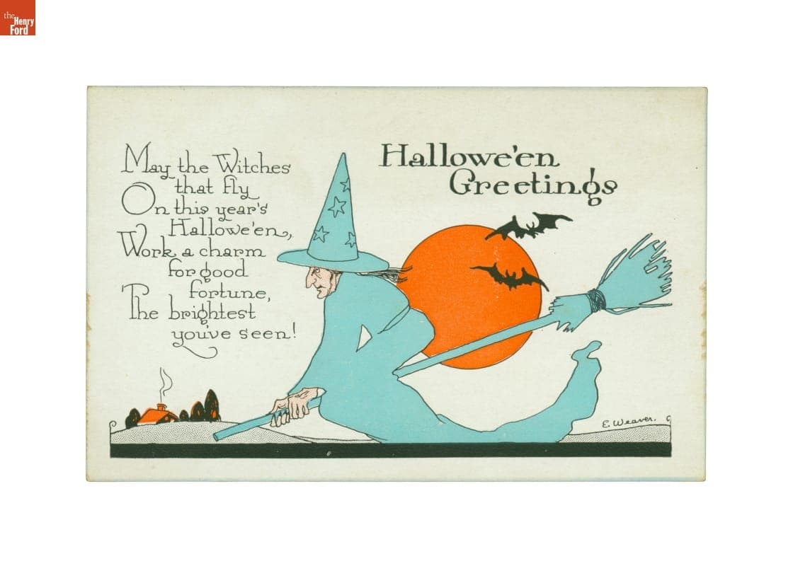 "Hallowe'en Greetings, May the witches that fly....." circa 1930