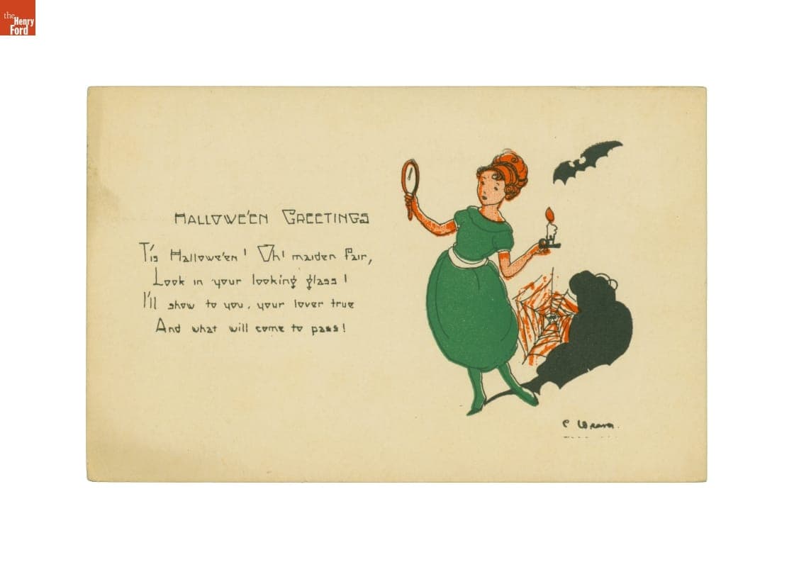 "Hallowe'en Greetings 'Tis Hallowe'en Oh maiden fair... ," circa 1930