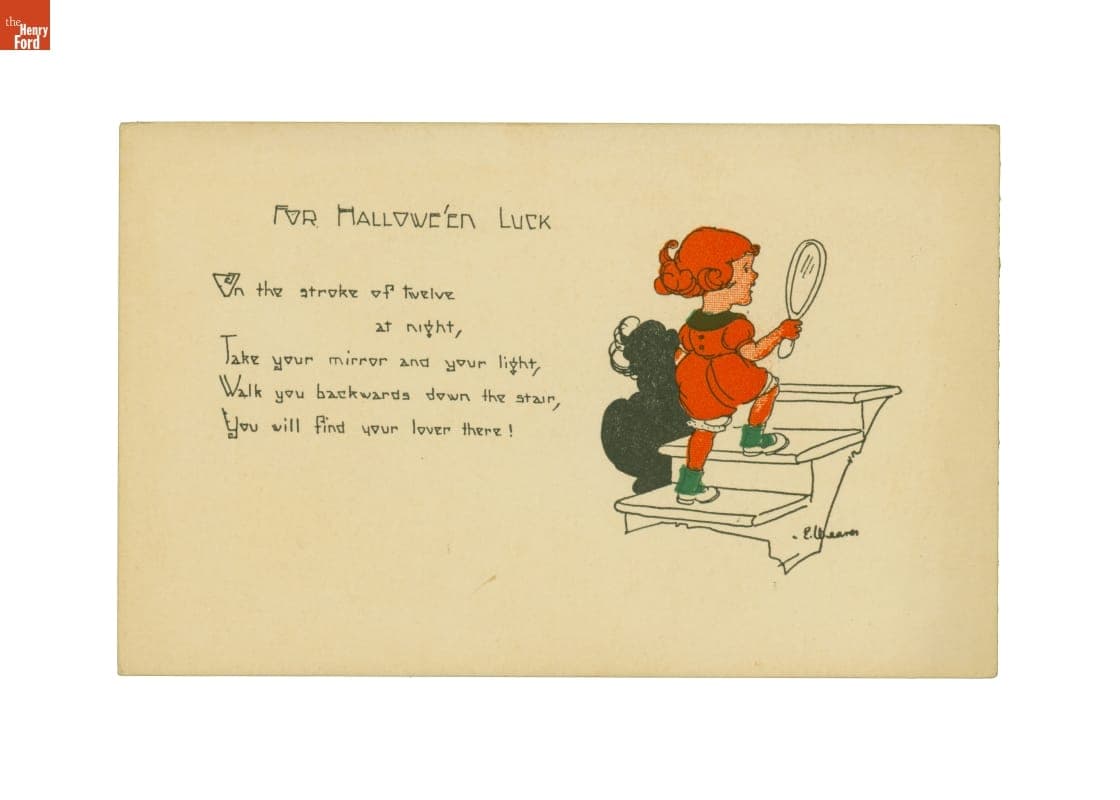 "For Hallowe'en Luck, On the stroke of twelve at night...," circa 1930