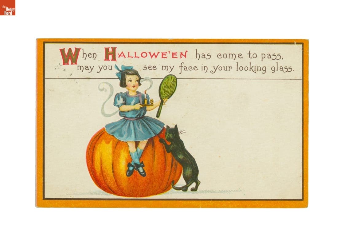 "When Hallowe'en Has Come to Pass, May You See My Face in Your Looking Glass," circa 1916