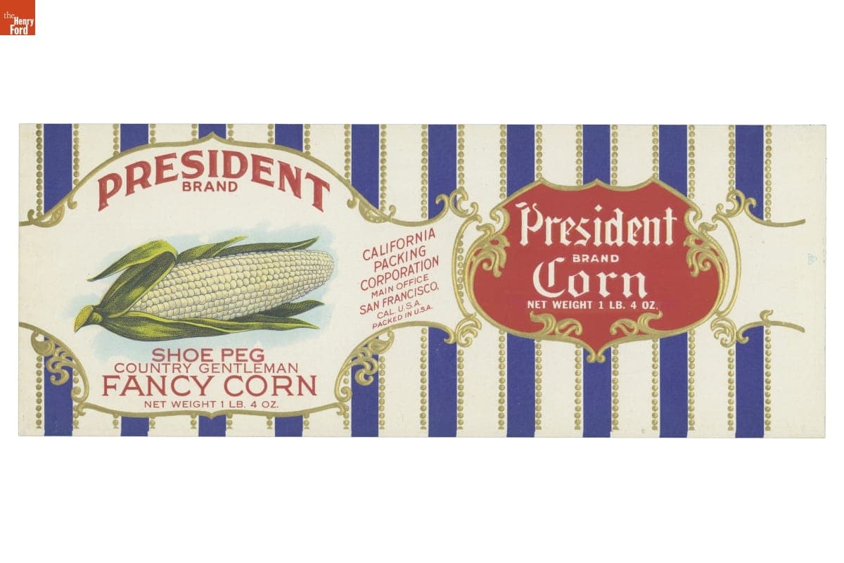 "Shoe Peg Country Gentleman Fancy Corn," circa 1918