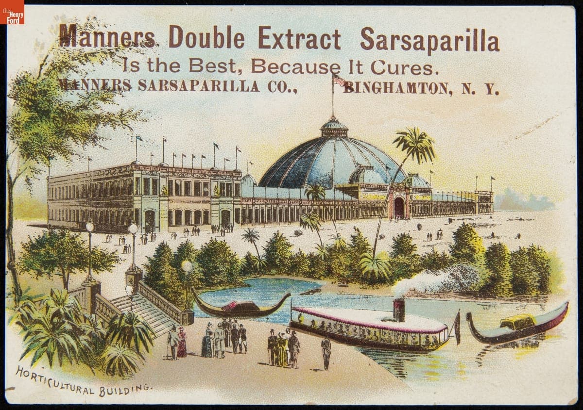 Trade Card for Manners Double Extract Sarsaparilla, "Horticultural Building," 1893