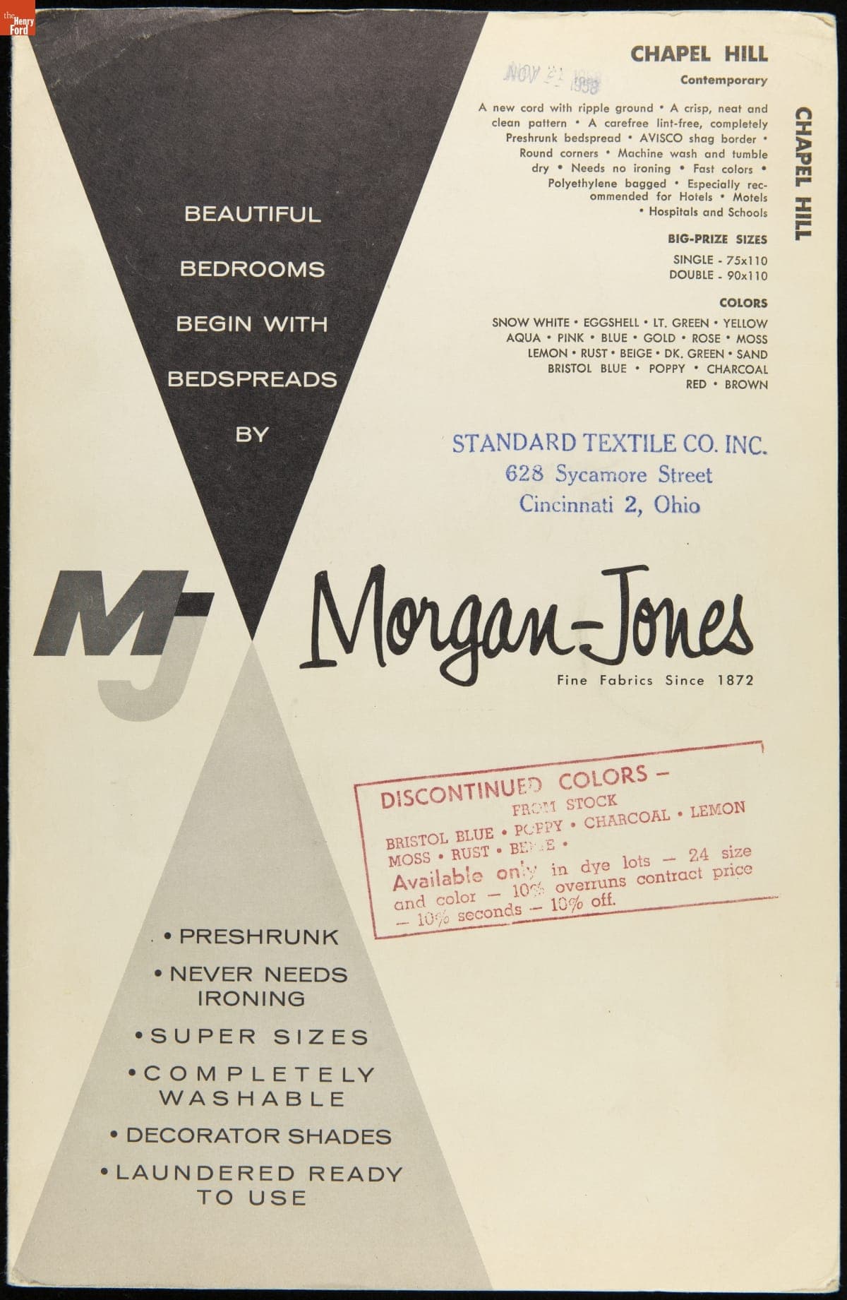 Morgan-Jones Bedspreads Sample Book, 1958