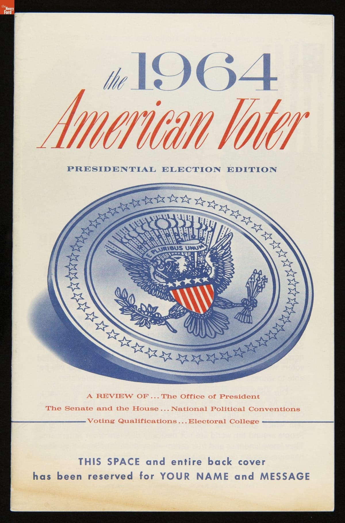"The 1964 American Voter, Presidential Election Edition," Sample Booklet Showing Advertising Space