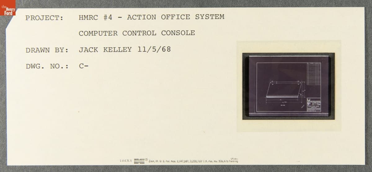 Technical Drawing, "Action Office System Computer Control Console," November 5, 1968
