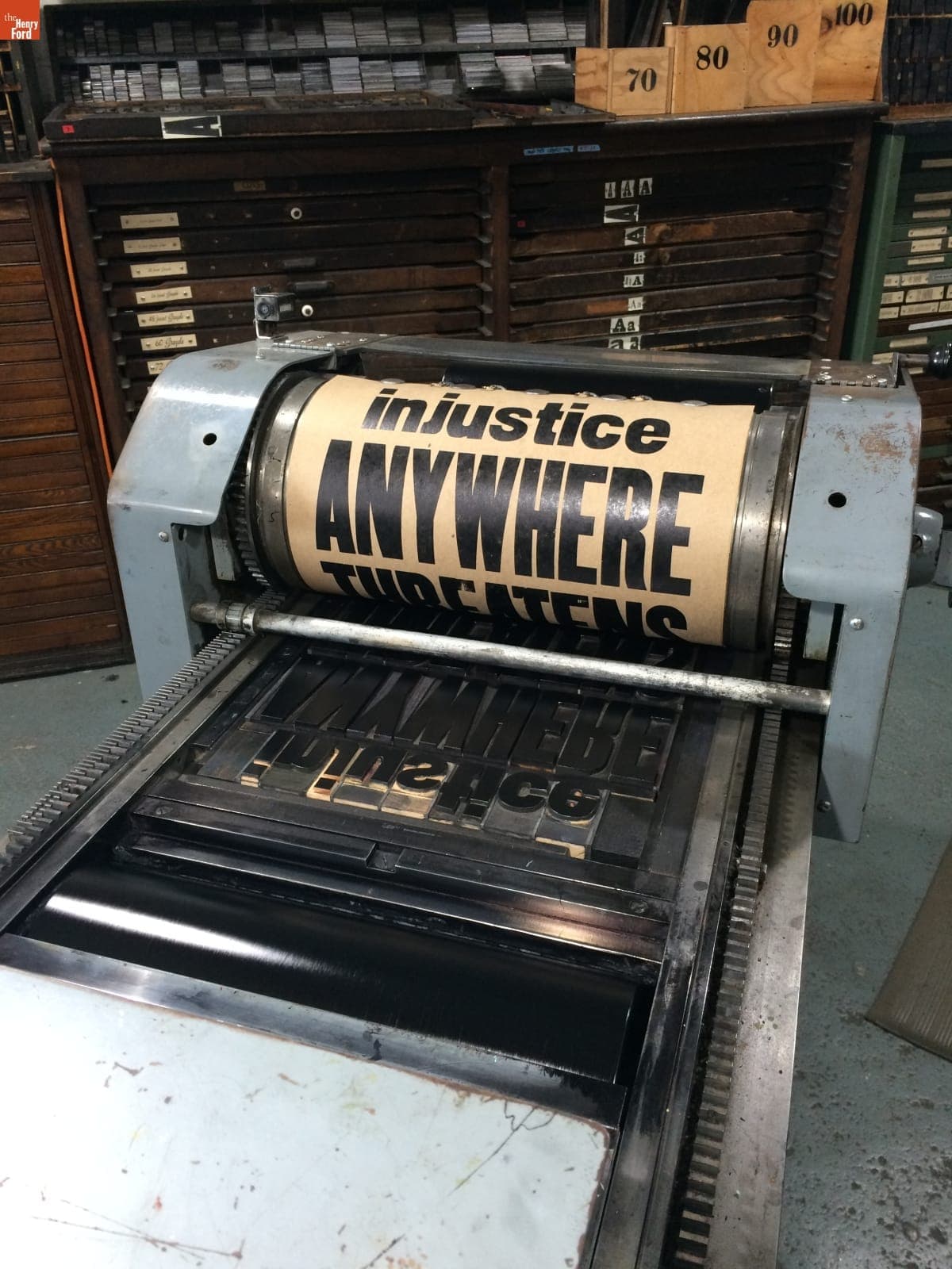 Printing Protest Poster in the Signal-Return Letterpress Shop, Detroit, Michigan, June 2020