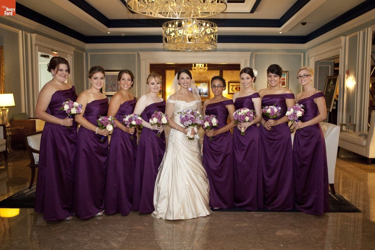 Bride Meredith Frasier with her Bridesmaids at The Henry Hotel, Dearborn, Michigan, September 21, 2013