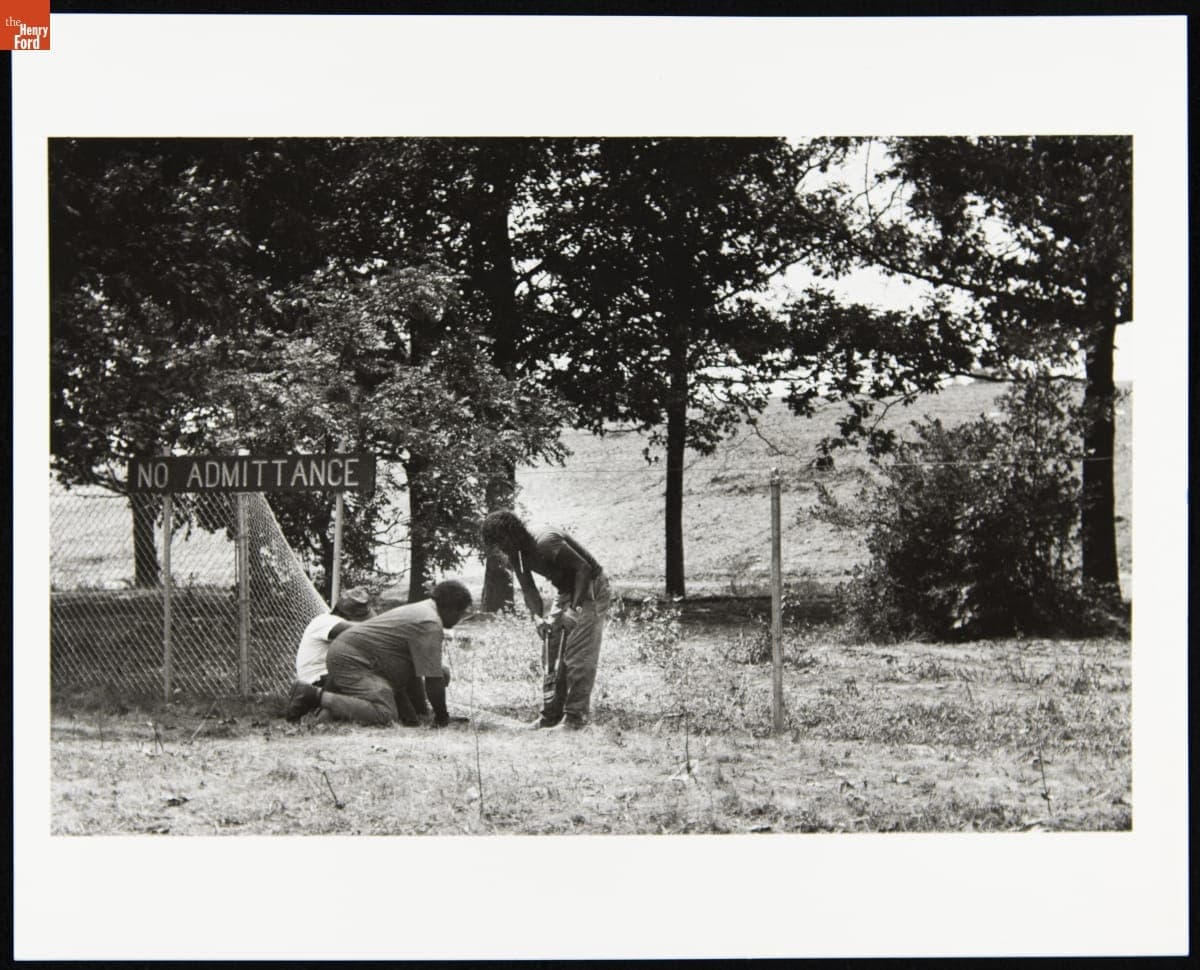 Building a Fence at Rouge Park in Detroit, August 1991