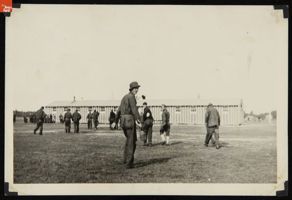 Members of the Civilian Conservation Corps near Barracks, circa 1935