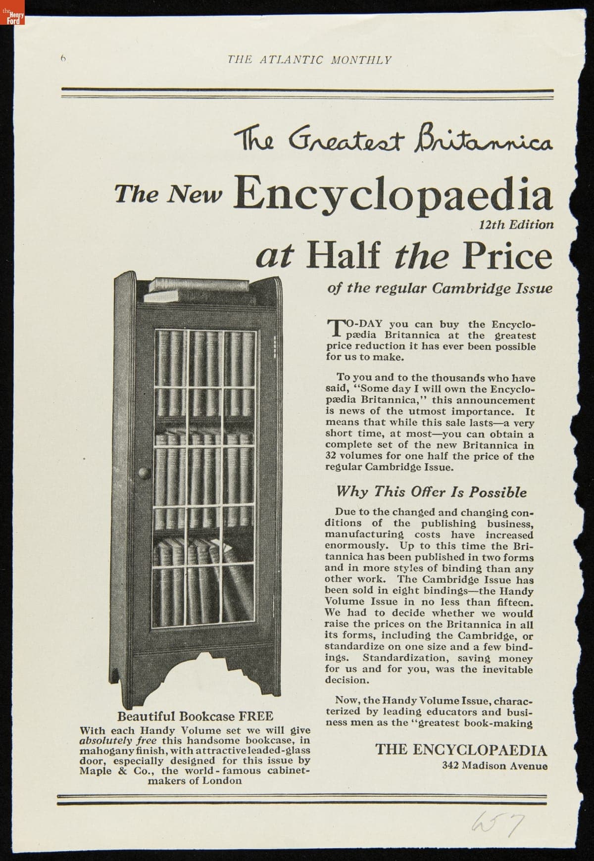 Advertisement for Encyclopedia Britannica, 12th Edition "The Greatest Britannica," circa 1922