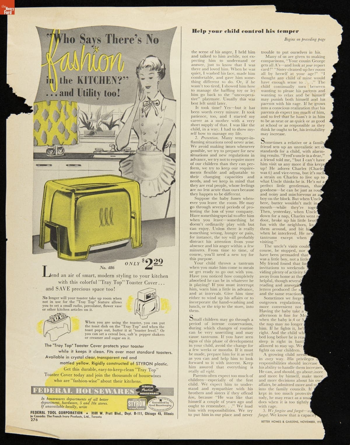 Advertisements for Federal Housewares Tray Top Toaster Cover, and for Encyclopedia Britannica, Inc., 1951