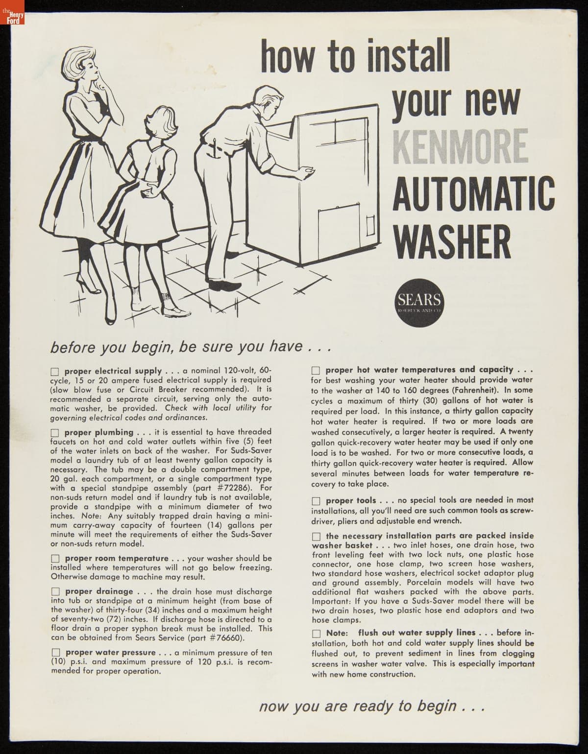 How to Install Your New Kenmore Automatic Washer, 1964
