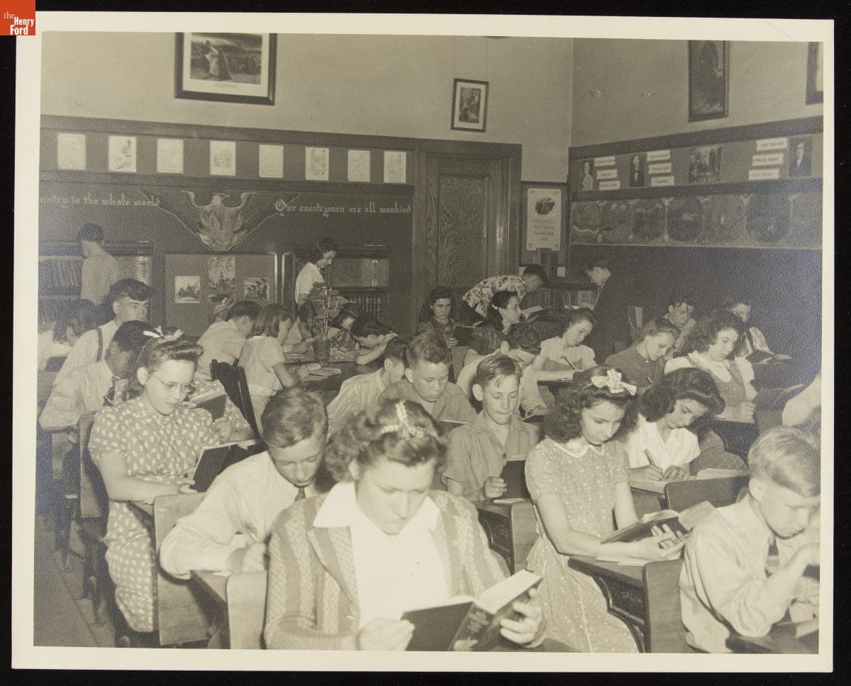 Students in a Classroom at St. Margaret Mary Catholic School, Detroit, Michigan, circa 1940