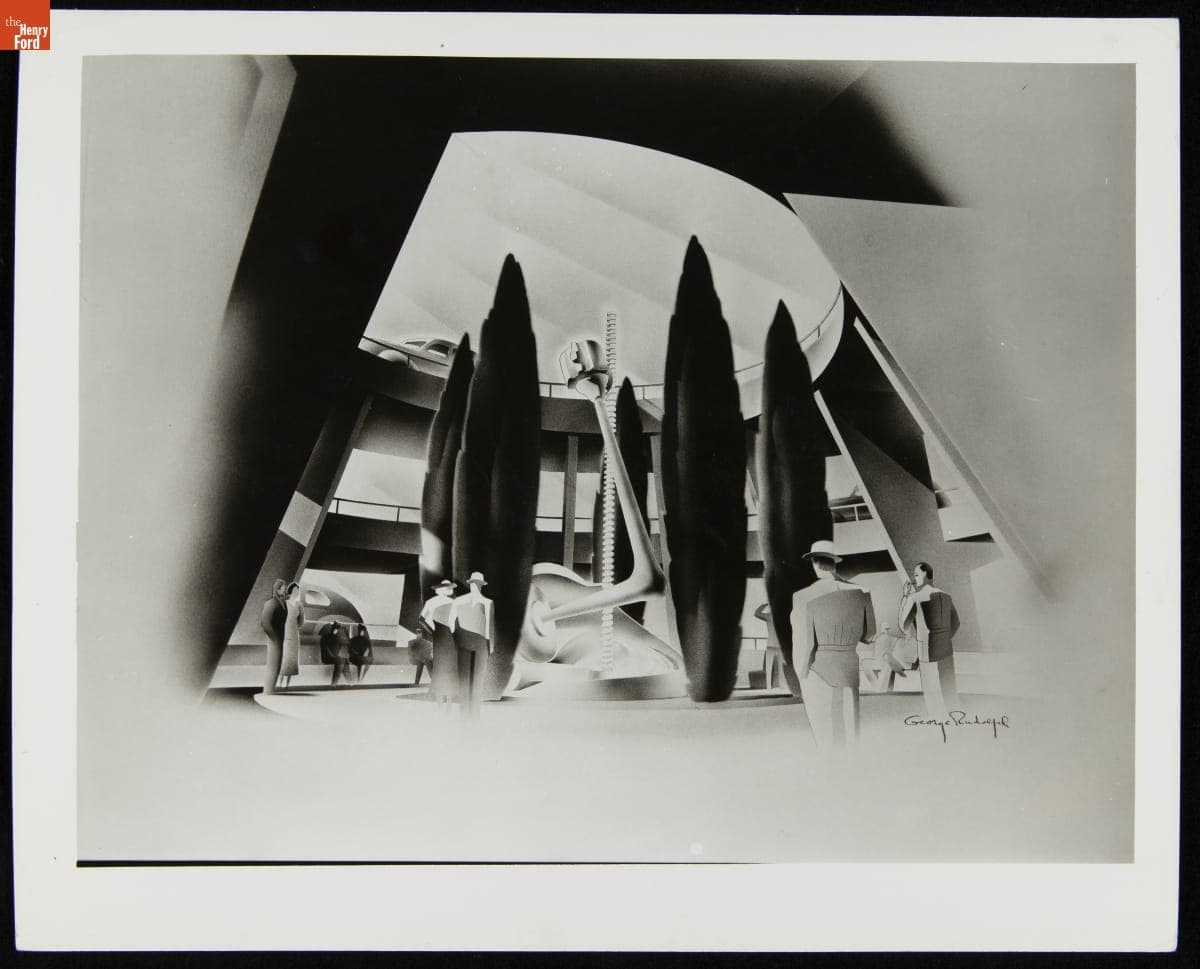 Courtyard Fountain of the Ford Exhibition Building at the New York World's Fair, 1939