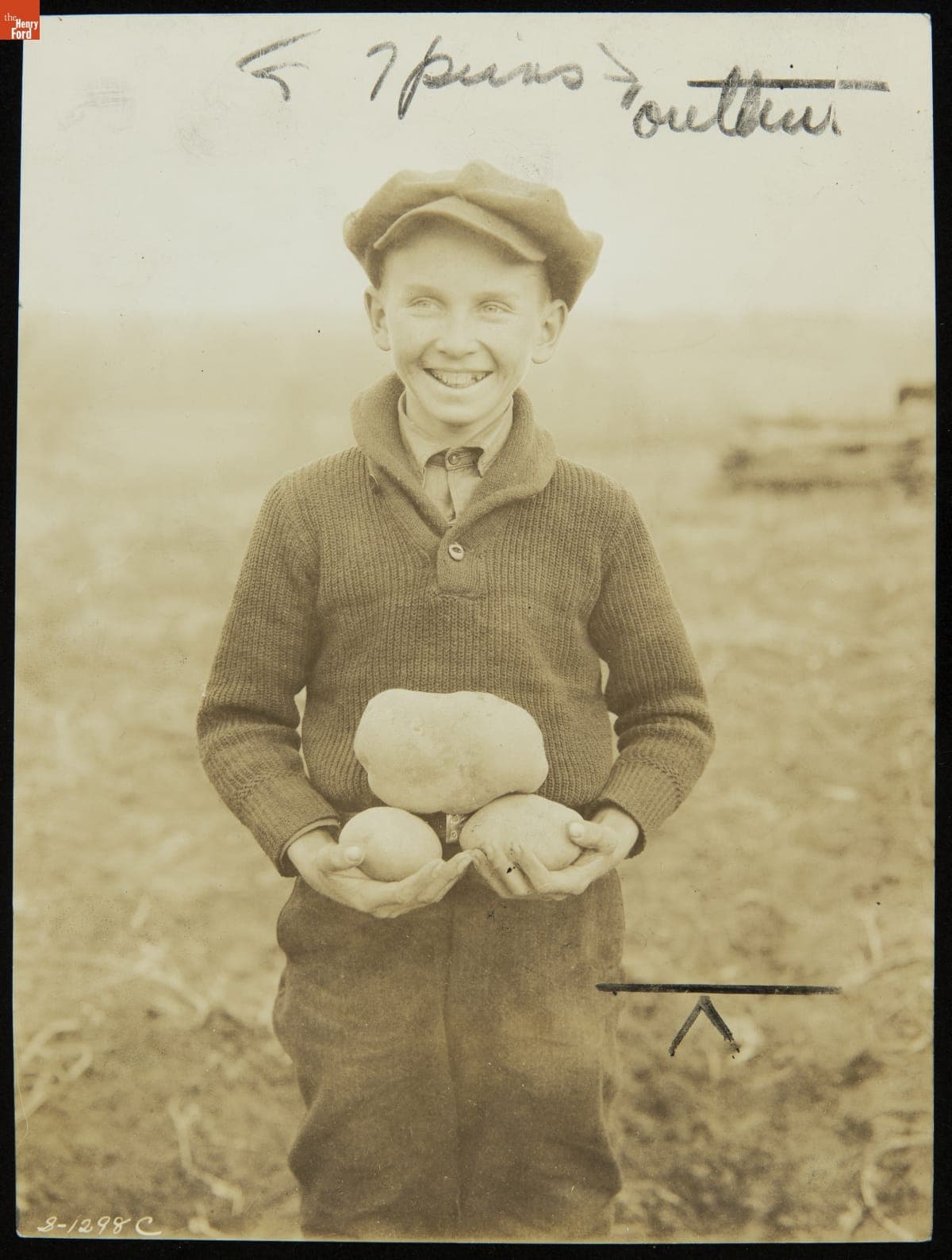 Ohio Farming Club Boy Holding Potatoes, 1923-1924